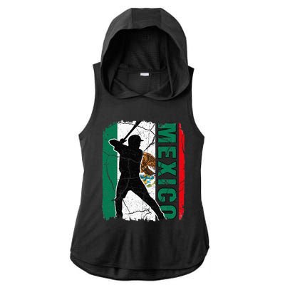 Mexican Baseball Player Mexico Flag Baseball Fans Ladies PosiCharge Tri-Blend Wicking Draft Hoodie Tank