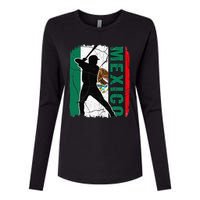 Mexican Baseball Player Mexico Flag Baseball Fans Womens Cotton Relaxed Long Sleeve T-Shirt