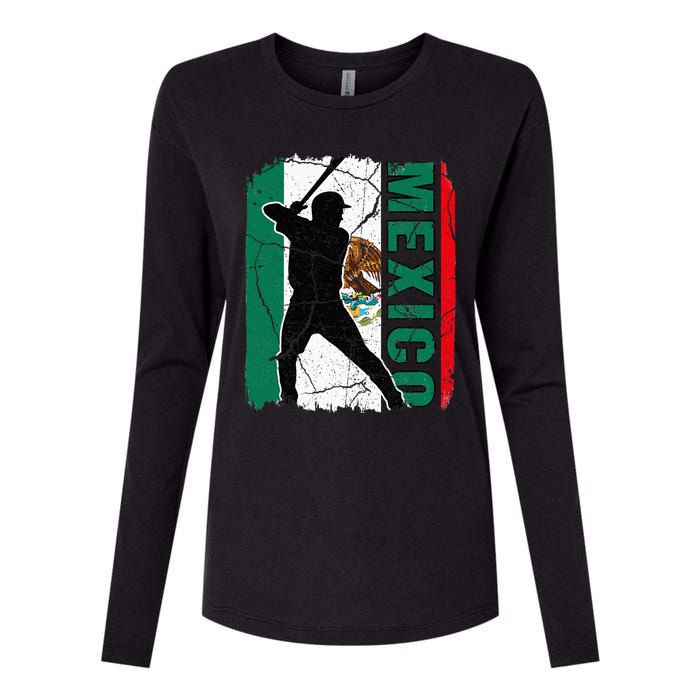 Mexican Baseball Player Mexico Flag Baseball Fans Womens Cotton Relaxed Long Sleeve T-Shirt