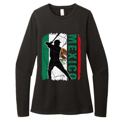 Mexican Baseball Player Mexico Flag Baseball Fans Womens CVC Long Sleeve Shirt