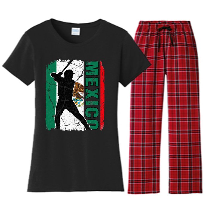 Mexican Baseball Player Mexico Flag Baseball Fans Women's Flannel Pajama Set