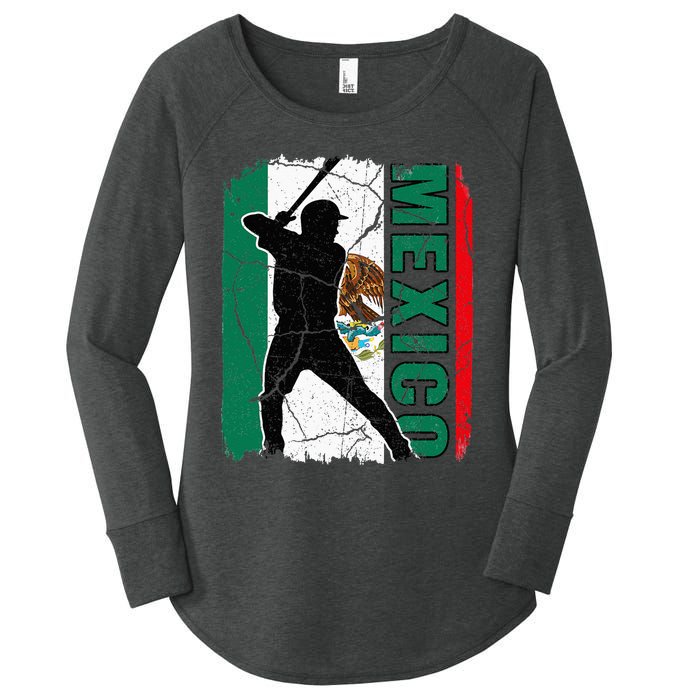 Mexican Baseball Player Mexico Flag Baseball Fans Women's Perfect Tri Tunic Long Sleeve Shirt