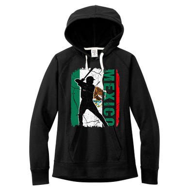 Mexican Baseball Player Mexico Flag Baseball Fans Women's Fleece Hoodie