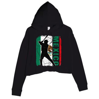 Mexican Baseball Player Mexico Flag Baseball Fans Crop Fleece Hoodie