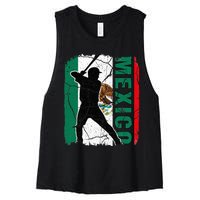 Mexican Baseball Player Mexico Flag Baseball Fans Women's Racerback Cropped Tank