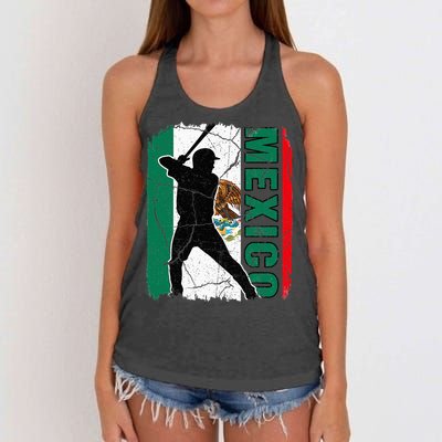 Mexican Baseball Player Mexico Flag Baseball Fans Women's Knotted Racerback Tank