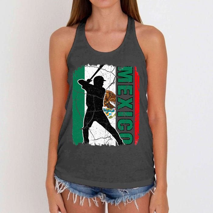 Mexican Baseball Player Mexico Flag Baseball Fans Women's Knotted Racerback Tank