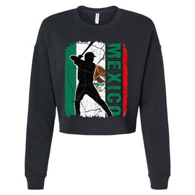 Mexican Baseball Player Mexico Flag Baseball Fans Cropped Pullover Crew