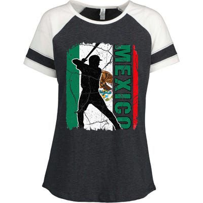 Mexican Baseball Player Mexico Flag Baseball Fans Enza Ladies Jersey Colorblock Tee