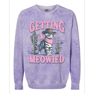 Meowdy Bachelorette Party Cowgirl Getting Meowied Cat Bride Colorblast Crewneck Sweatshirt