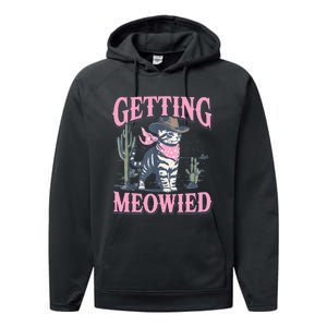 Meowdy Bachelorette Party Cowgirl Getting Meowied Cat Bride Performance Fleece Hoodie