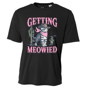 Meowdy Bachelorette Party Cowgirl Getting Meowied Cat Bride Cooling Performance Crew T-Shirt