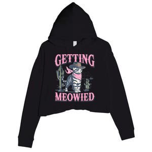 Meowdy Bachelorette Party Cowgirl Getting Meowied Cat Bride Crop Fleece Hoodie