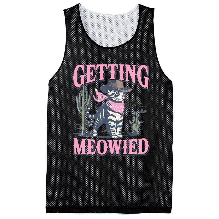 Meowdy Bachelorette Party Cowgirl Getting Meowied Cat Bride Mesh Reversible Basketball Jersey Tank