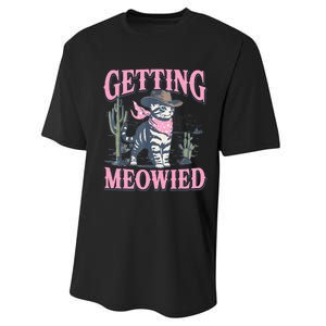 Meowdy Bachelorette Party Cowgirl Getting Meowied Cat Bride Performance Sprint T-Shirt