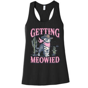 Meowdy Bachelorette Party Cowgirl Getting Meowied Cat Bride Women's Racerback Tank