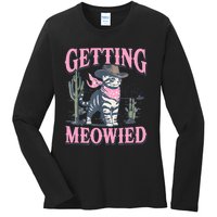 Meowdy Bachelorette Party Cowgirl Getting Meowied Cat Bride Ladies Long Sleeve Shirt