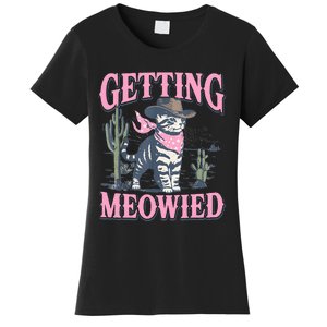 Meowdy Bachelorette Party Cowgirl Getting Meowied Cat Bride Women's T-Shirt