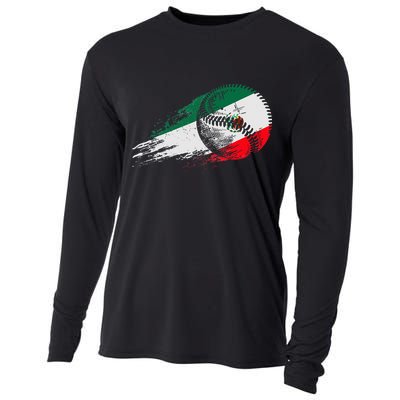 Mexican Baseball Player Mexico Flag Baseball Lover Cooling Performance Long Sleeve Crew