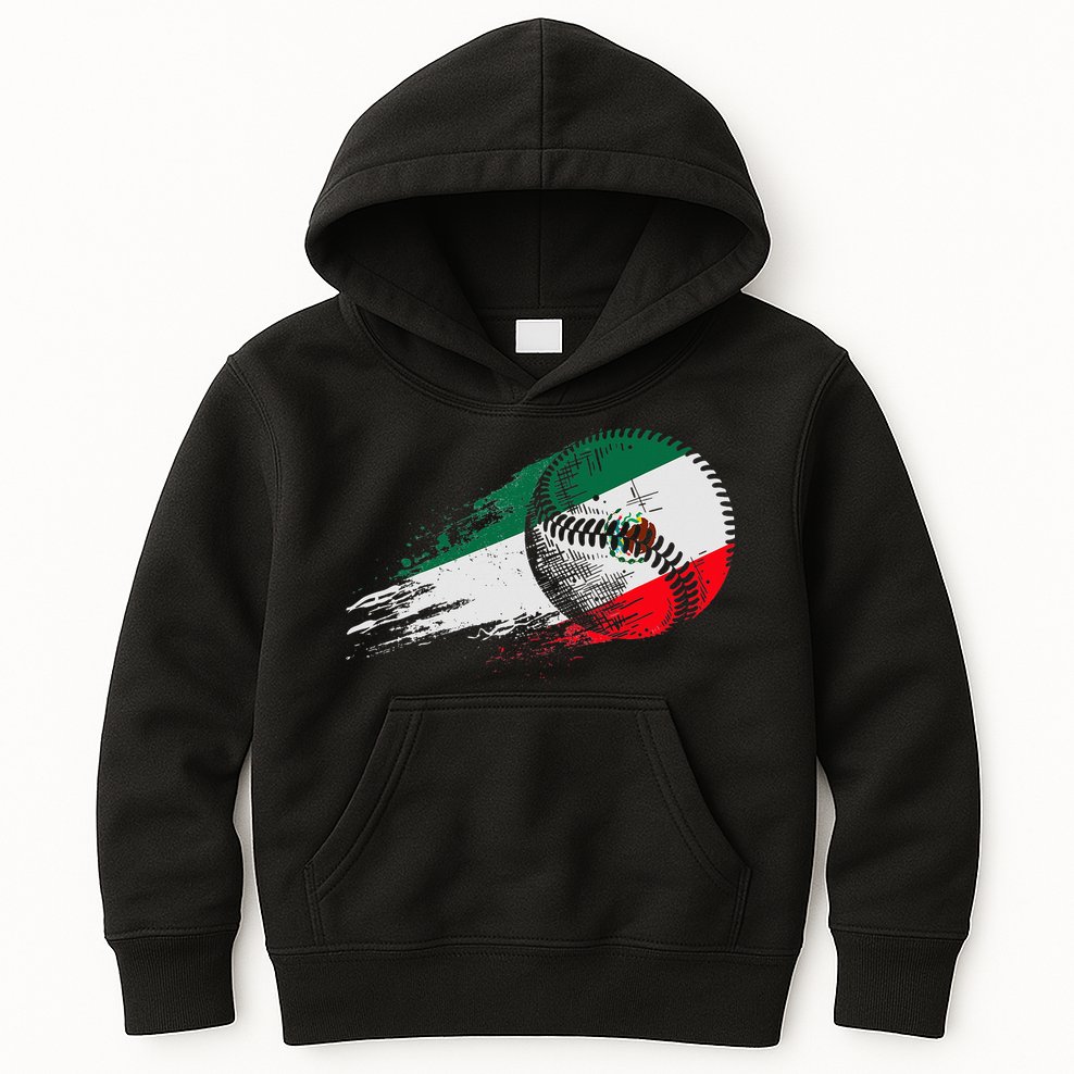 Mexican Baseball Player Mexico Flag Baseball Lover Kids Hoodie