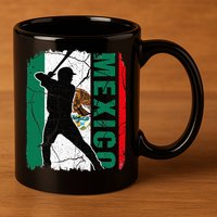 Mexican Baseball Player Mexico Flag Baseball Fans 11oz C Handle Ceramic Mug