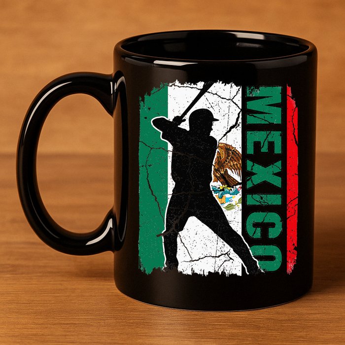 Mexican Baseball Player Mexico Flag Baseball Fans 11oz C Handle Ceramic Mug