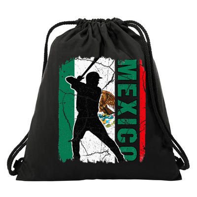 Mexican Baseball Player Mexico Flag Baseball Fans Drawstring Bag