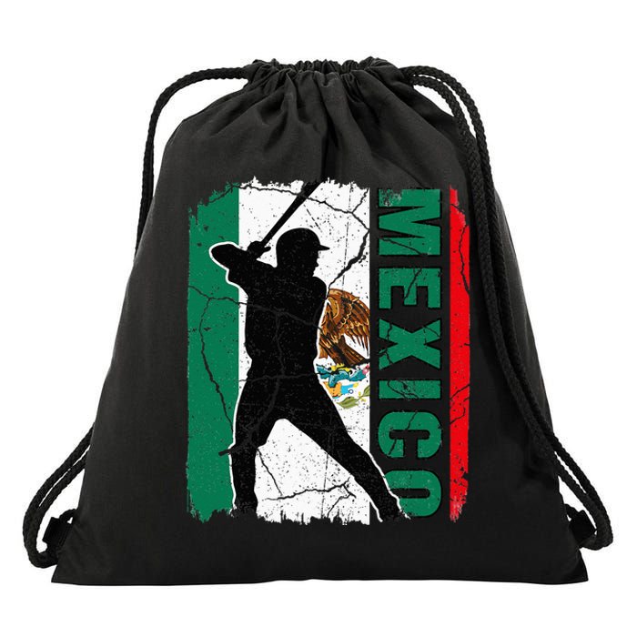 Mexican Baseball Player Mexico Flag Baseball Fans Drawstring Bag