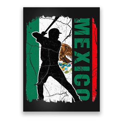 Mexican Baseball Player Mexico Flag Baseball Fans Poster