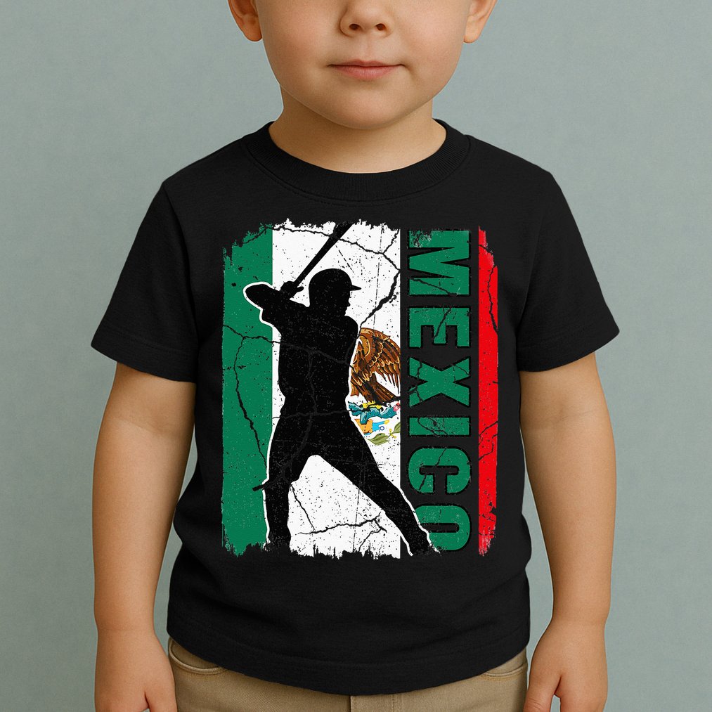 Mexican Baseball Player Mexico Flag Baseball Fans Toddler T-Shirt