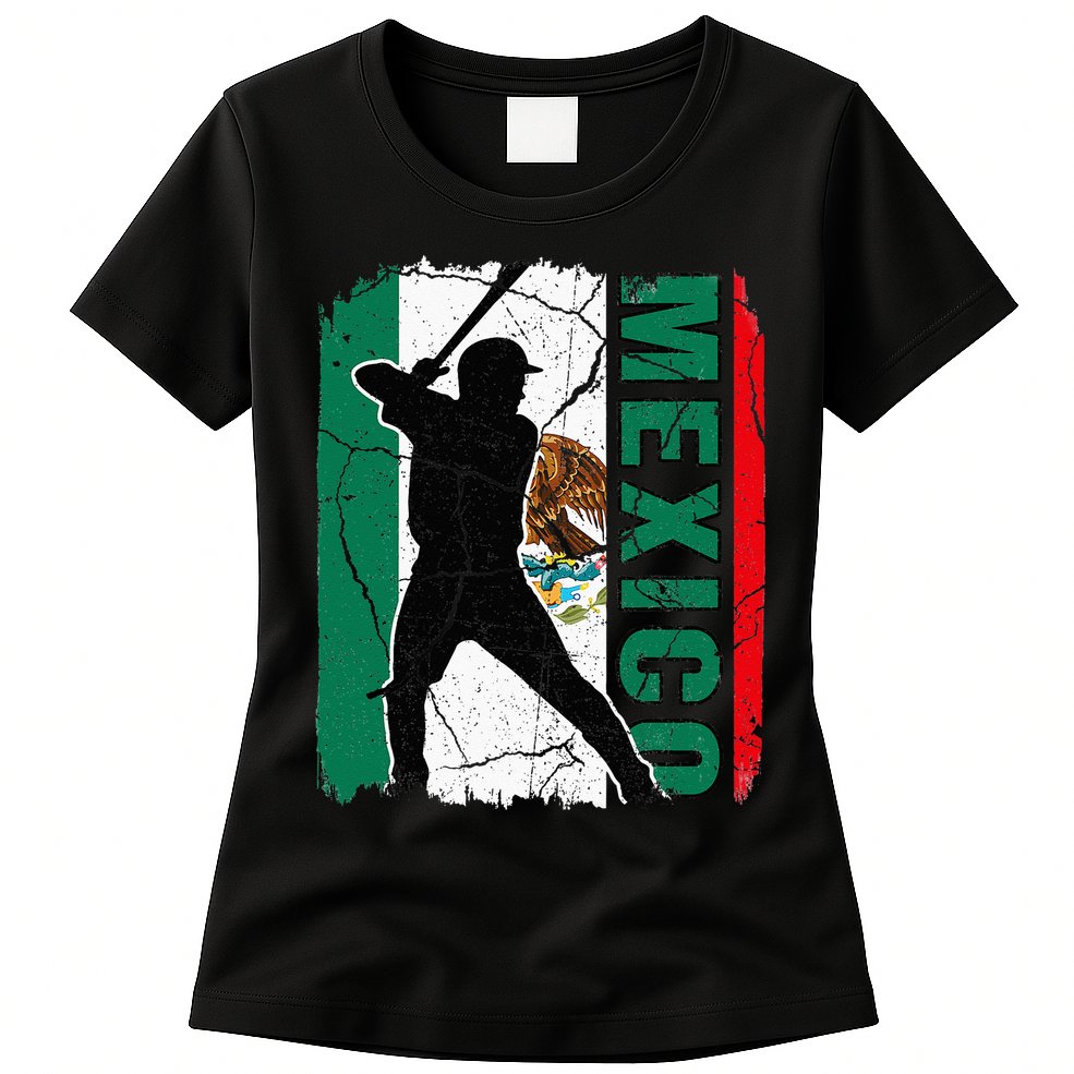 Mexican Baseball Player Mexico Flag Baseball Fans Womens T-Shirt