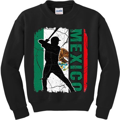 Mexican Baseball Player Mexico Flag Baseball Fans Kids Sweatshirt