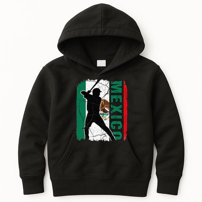 Mexican Baseball Player Mexico Flag Baseball Fans Kids Hoodie