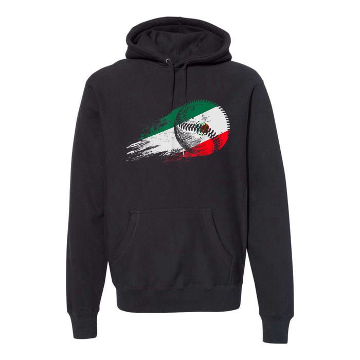 Mexican Baseball Player Mexico Flag Baseball Lover Premium Hoodie