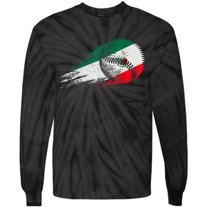 Mexican Baseball Player Mexico Flag Baseball Lover Tie-Dye Long Sleeve Shirt