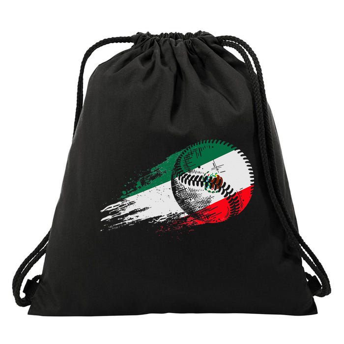 Mexican Baseball Player Mexico Flag Baseball Lover Drawstring Bag