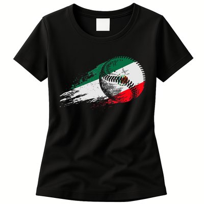 Mexican Baseball Player Mexico Flag Baseball Lover Womens T-Shirt