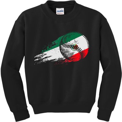 Mexican Baseball Player Mexico Flag Baseball Lover Kids Sweatshirt