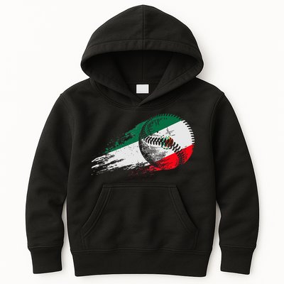 Mexican Baseball Player Mexico Flag Baseball Lover Kids Hoodie