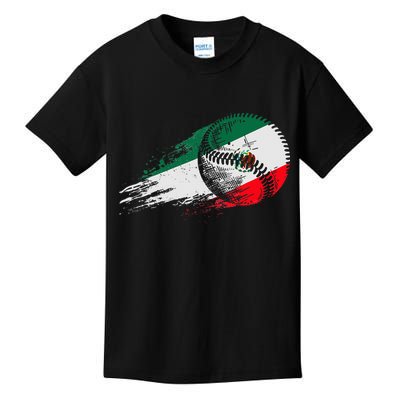 Mexican Baseball Player Mexico Flag Baseball Lover Kids T-Shirt
