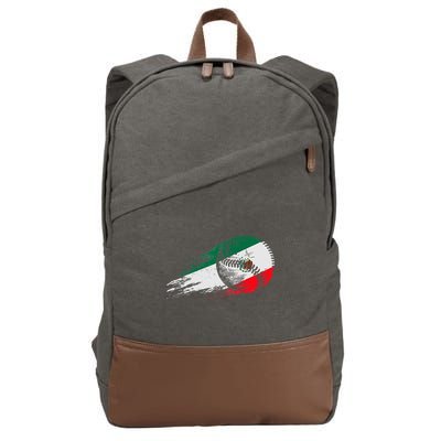 Mexican Baseball Player Mexico Flag Baseball Lover Cotton Canvas Backpack