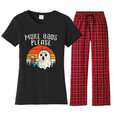 More Boos Please Ghost Beer Retro Halloween Drinking Men Women's Flannel Pajama Set