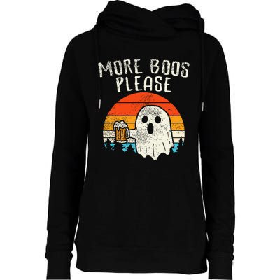 More Boos Please Ghost Beer Retro Halloween Drinking Men Womens Funnel Neck Pullover Hood