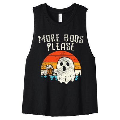 More Boos Please Ghost Beer Retro Halloween Drinking Men Women's Racerback Cropped Tank