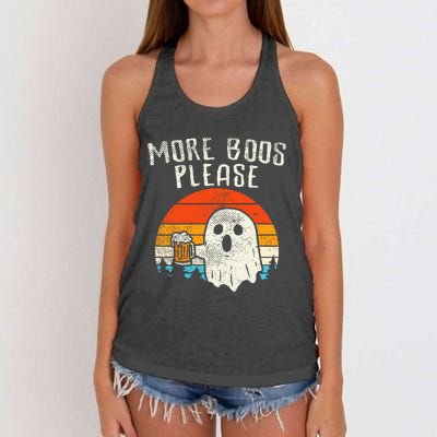 More Boos Please Ghost Beer Retro Halloween Drinking Men Women's Knotted Racerback Tank