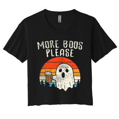 More Boos Please Ghost Beer Retro Halloween Drinking Men Women's Crop Top Tee