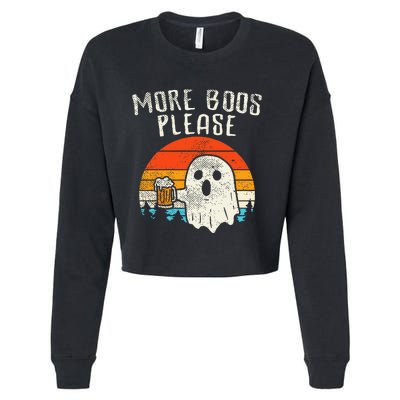 More Boos Please Ghost Beer Retro Halloween Drinking Men Cropped Pullover Crew