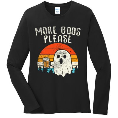 More Boos Please Ghost Beer Retro Halloween Drinking Men Ladies Long Sleeve Shirt