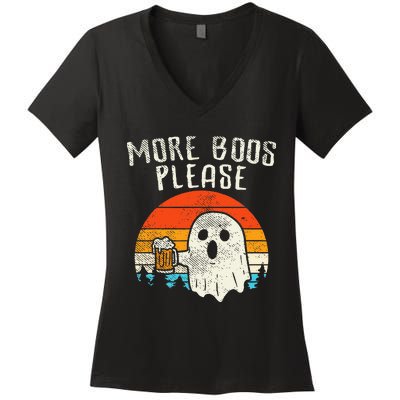 More Boos Please Ghost Beer Retro Halloween Drinking Men Women's V-Neck T-Shirt