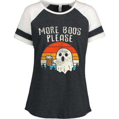 More Boos Please Ghost Beer Retro Halloween Drinking Men Enza Ladies Jersey Colorblock Tee